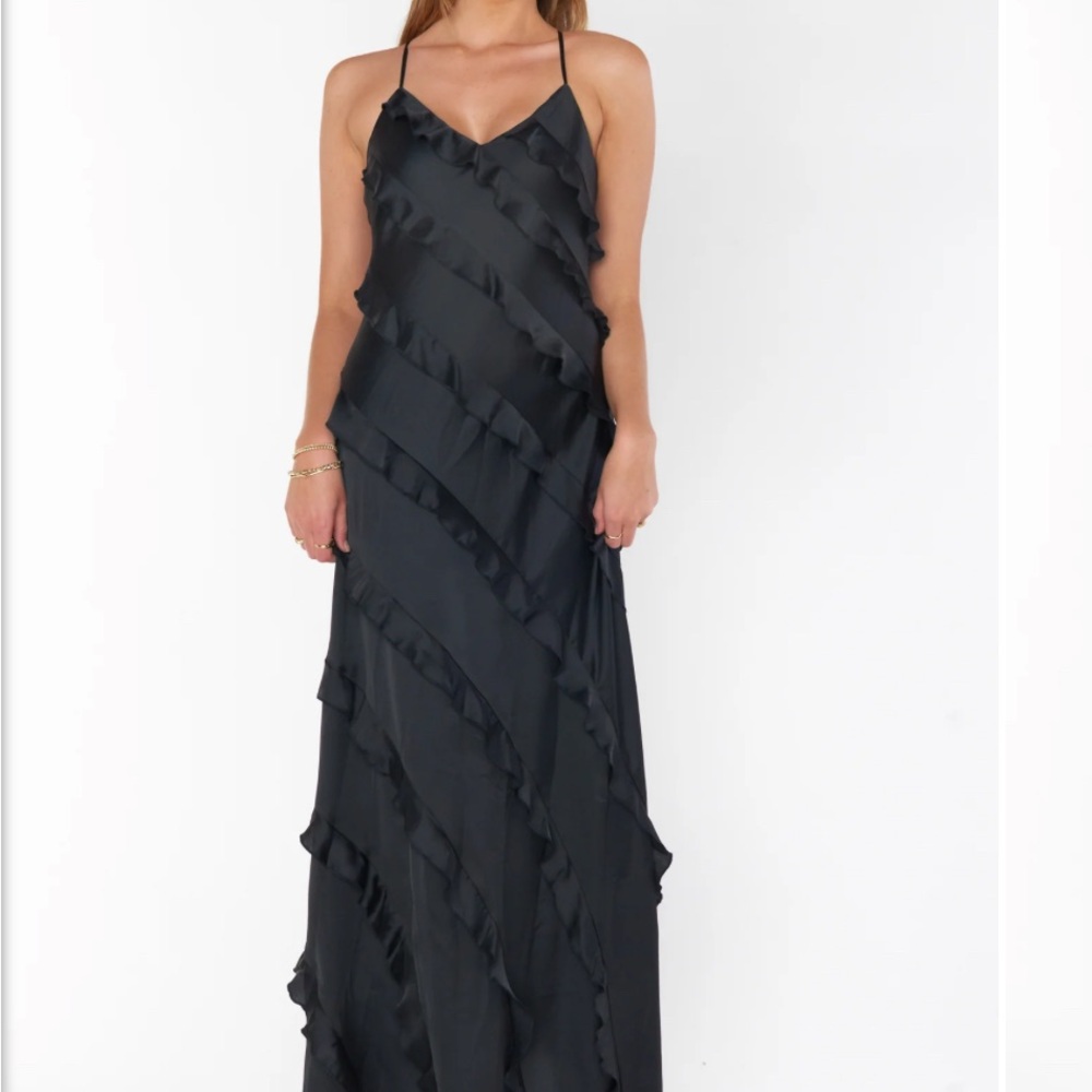 Show Me Your MuMu Black Ruffled Maxi Dress